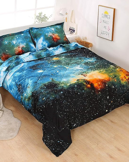 Wowelife 5-Piece Twin Comforter Set for Boys, Premium Galaxy Bedding Set, 3D Galaxy Girls Comforter Set, Comfortable and Soft Kids Bedding Set(Twin, Coloful Galaxy) - LeafyLoom