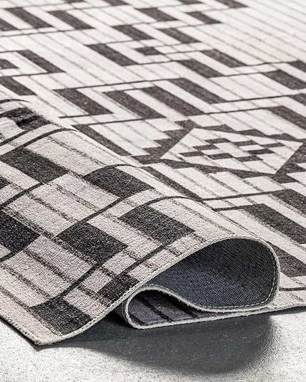 nuLOOM Tashia Modern Geometric Machine Washable Ultra Thin Area Rug, 5' x 8', Charcoal - LeafyLoom
