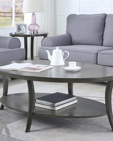 NicBex Coffee Table Wooden Coffee Table with Storage Oval Center Tables with Display Shelves Dining Table for Living Room, Dining Room, Office, and Bedroom,48" W, Gray - LeafyLoom