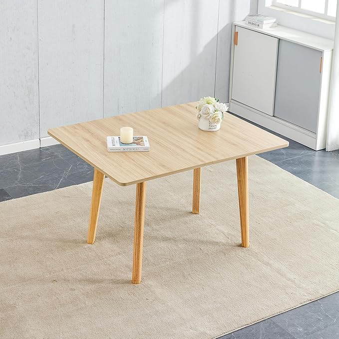 NicBex 47.2Inch Folding Rectangular Dining Table,Modern Kitchen Table with MFC Tabletop and Rubber Wooden Legs for 4 to 6,Dining Room Table for Kitchen,Meeting Room and Living Room,Space-Saving,Wood - LeafyLoom