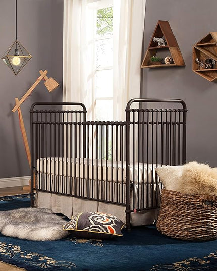 Namesake Abigail 3-in-1 Convertible Metal Crib in Vintage Iron, Greenguard Gold Certified - LeafyLoom