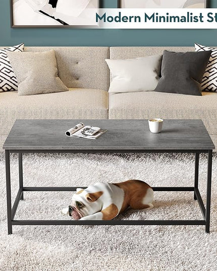 SAYGOER Coffee Table Simple Modern Coffee Tables Open Design Rectangular Minimalist Center Table for Living Room Home Office, Easy Assembly, 39.37x19.69 x17.72, Gray Black - LeafyLoom