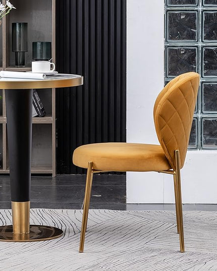 Roundhill Furniture Amoa Dining Chair, Set of 2, Yellow - LeafyLoom