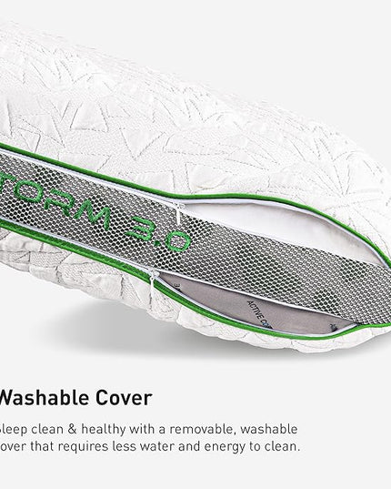 Bedgear Storm Performance Pillow - Size 3.0 - Cooling Pillow for Hot Sleepers - Medium Firmness Bed Pillow for All Sleep Positions - Hypoallergenic, Washable Removable Cover - 20" Wx 26" L x 6.5" H - LeafyLoom
