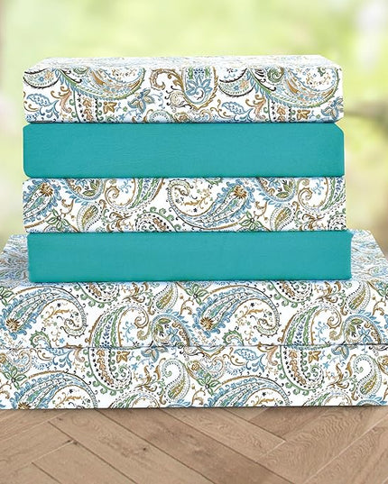 Elegant Comfort Softest and Coziest 6-Piece Sheet Set - 1500 Premium Hotel Quality Microfiber - Deep Pocket, Wrinkle Resistant 6-Piece Paisley Pattern Bed Sheet Set, Queen, Paisley Teal - LeafyLoom