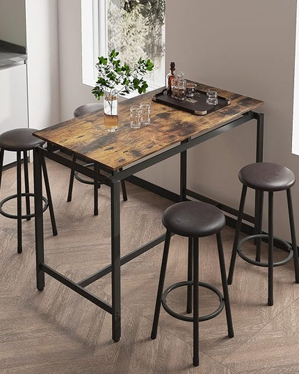 NicBex Dining Table Set for 4 Kitchen Table and Chairs 5-Piece Kitchen Counter Height Table Set, Bar Table with 4 Stools for Small Space and Apartment, MDF Wood Board, Brown - LeafyLoom
