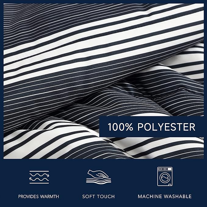 Nautica- King Comforter Set, Reversible Bedding with Matching Sham(s), Casual Home Decor (Craver Black, King) - LeafyLoom
