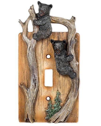 Bears on Tree Limb Electrical Resin Switch Plate Cover - LeafyLoom