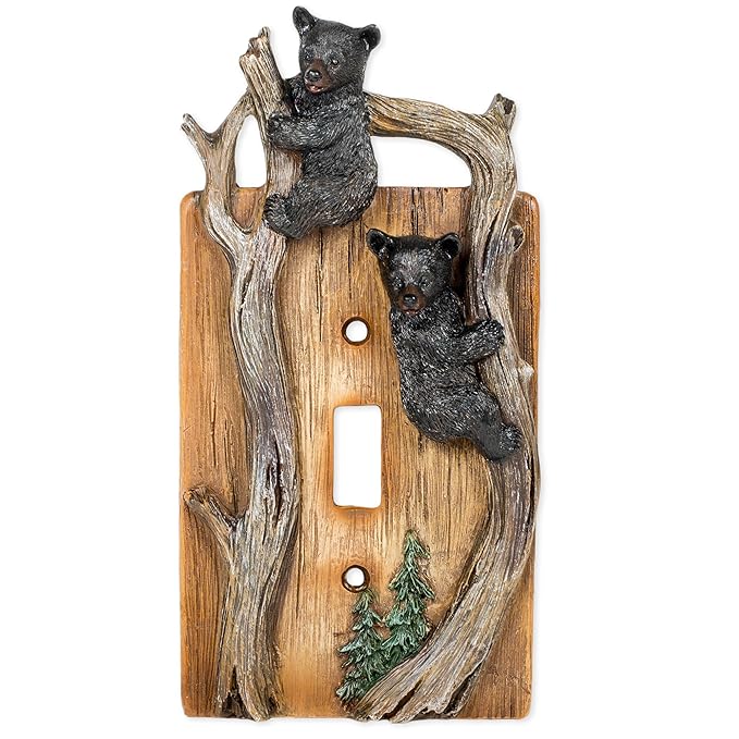 Bears on Tree Limb Electrical Resin Switch Plate Cover - LeafyLoom