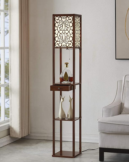 Artiva USA Etagere Shelf Floor lamp with Drawer - LeafyLoom