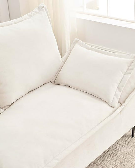 Modern Sleeper Sailboat Sofa Couch Dutch Velvet 3-Seater Cloud Sofa&Couch with Two Pillows for Apartments Office Studio Small Spaces Living Rooms, 88.5", Beige-005 - LeafyLoom