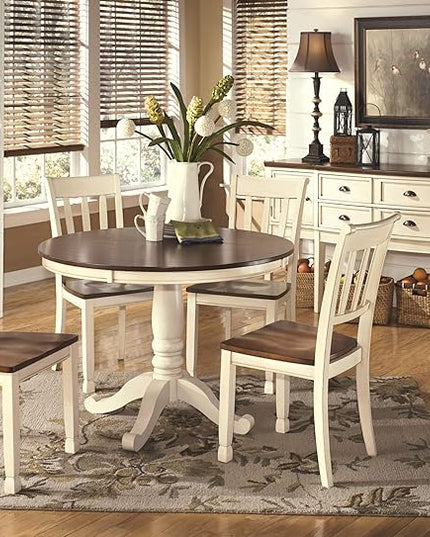 Signature Design by Ashley Whitesburg Cottage Rake Back Dining Chair, Set of 2, Brown & Off-White - LeafyLoom