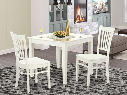 East West Furniture OXGR3-LWH-W Oxford 3 Piece Modern Set Contains a Square Wooden Table and 2 Dining Room Chairs, 36x36 Inch - LeafyLoom