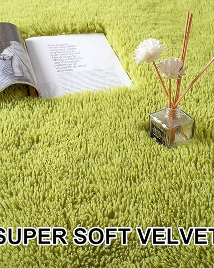 Merelax Soft Shaggy Rug for Kids Bedroom, Oval 2.6'x5.3' Green Plush Fluffy Carpets for Living Room, Furry Carpet for Teen Girls Room, Anti-skid Fuzzy Comfy Rug for Nursery Decor Cute Baby Play Mat - LeafyLoom