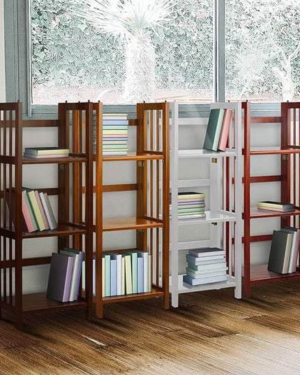 Casual Home 3-Shelf Folding Bookcase (14" Wide)-Walnut - LeafyLoom