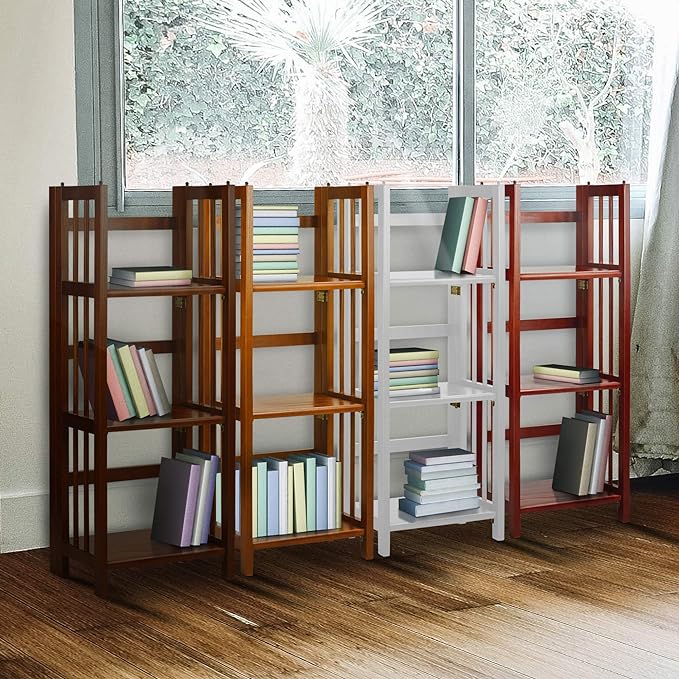 Casual Home 3-Shelf Folding Bookcase (14" Wide)-Walnut - LeafyLoom