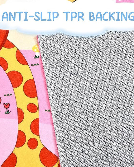 Kids Rug 5x7 Pink Rugs for Girls Bedroom Playroom Child Play Mat Educational and Fun Baby Care Rugs,Learning Rug with ABC Alphabets Animals Shapes No-Slip Carpets for Children Toddler Washable - LeafyLoom