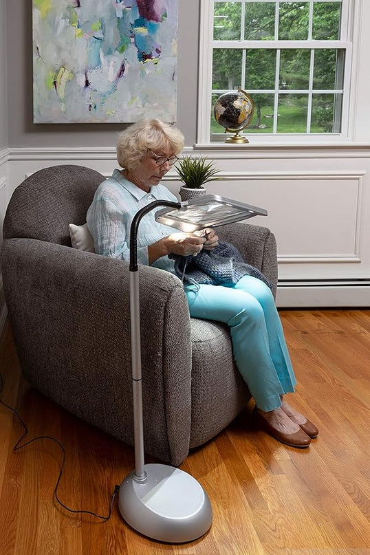 402039-04 Full Page 8 x 10 Inch Magnifier LED Illuminated Floor Lamp, Black - LeafyLoom