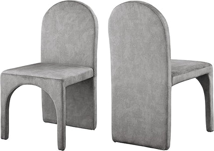 Meridian Furniture Summer Collection Modern | Contemporary Velvet Upholstered Dining Side Chair with Steel Frame, Set of 2, Grey - LeafyLoom