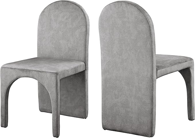 Meridian Furniture Summer Collection Modern | Contemporary Velvet Upholstered Dining Side Chair with Steel Frame, Set of 2, Grey - LeafyLoom
