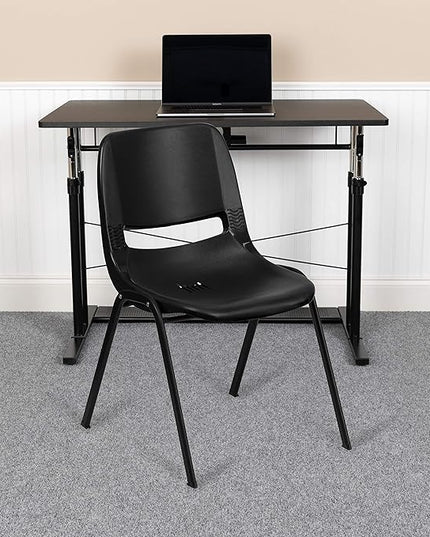 Flash Furniture HERCULES Series 440 lb. Capacity Kid's Black Ergonomic Shell Stack Chair with Black Frame and 12" Seat Height, Set of 1 - LeafyLoom