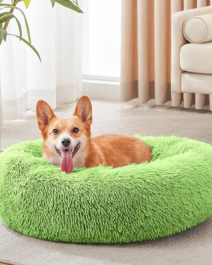 WESTERN HOME WH Calming Dog Bed & Cat Bed, Anti-Anxiety Donut Dog Cuddler Bed, Warming Cozy Soft Dog Round Bed, Dog Cat Cushion Bed for Small Medium Dogs and Cats WESTERNHOME