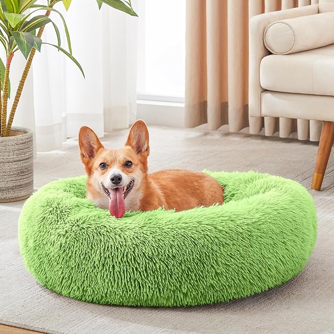 WESTERN HOME WH Calming Dog Bed & Cat Bed, Anti-Anxiety Donut Dog Cuddler Bed, Warming Cozy Soft Dog Round Bed, Dog Cat Cushion Bed for Small Medium Dogs and Cats WESTERNHOME
