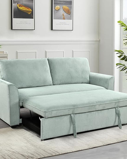 3 in 1 Oversized Convertible Loveseat Sleeper Sofa Bed,Soft Corduroy Upholstered Queen Love Seats Sofabed W/Pull Out Sleep Couch,Comfortable Cushions and Padded Armrests for Living Room - LeafyLoom
