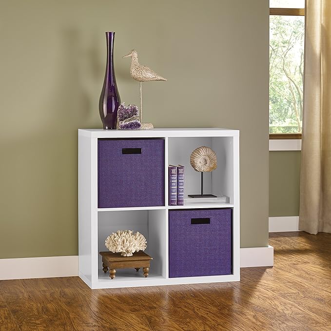 ClosetMaid Bookshelf with 4 Shelf Tiers, Adjustable Shelves, Tall Bookcase Sturdy Wood & 4 Cube Storage Shelf Organizer Bookshelf with Back Panel, Easy Assembly, Wood, White Finish - LeafyLoom