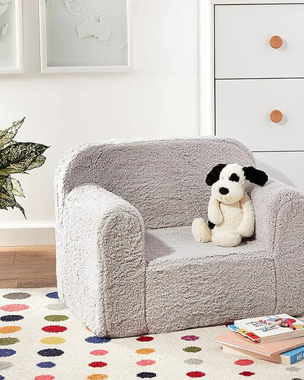 Delta Children Cozee Sherpa Chair, Grey - LeafyLoom