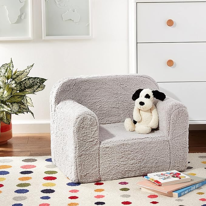 Delta Children Cozee Sherpa Chair, Grey - LeafyLoom