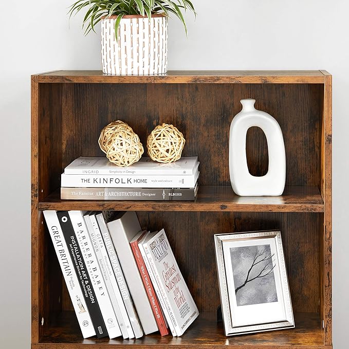 VASAGLE Bookshelf, 23.6 Inches Wide, 5-Tier Open Bookcase with Adjustable Storage Shelves, Floor Standing Unit, Rustic Brown ULBC165X01 - LeafyLoom