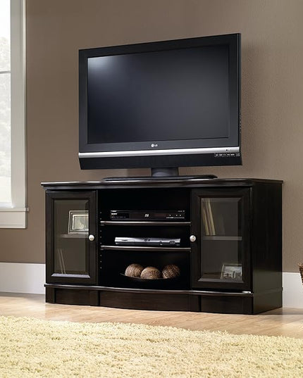 Sauder Regent Place Panel Tv Stand, For TV's up to 50", Estate Black finish - LeafyLoom