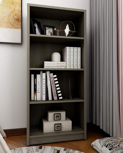 Sunon 4 Shelf Wood Bookcase Freestanding Display Shelf Adjustable Layers Bookshelf for Home Office Library Small Narrow Space (Grey, 4-Layers) - LeafyLoom