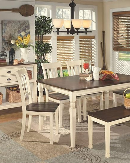 Signature Design by Ashley Whitesburg Cottage Rake Back Dining Chair, Set of 2, Brown & Off-White - LeafyLoom