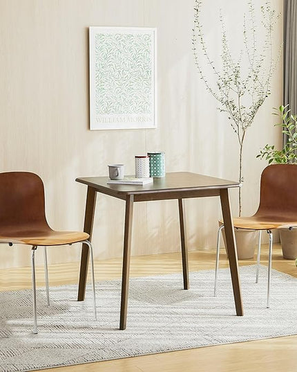 Livinia No.10 Mid-Century Modern Wooden Dining Chairs Set of 2, Contemporary Bentwood Kitchen Interior Armless Chairs with Steel Legs (Walnut) - LeafyLoom