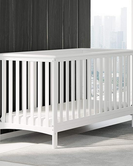 Storkcraft Hillcrest 4-in-1 Convertible Crib (White) - Converts to Daybed, Toddler Bed, and Full-Size Bed, Fits Standard Full-Size Crib Mattress, Adjustable Mattress Support Base - LeafyLoom