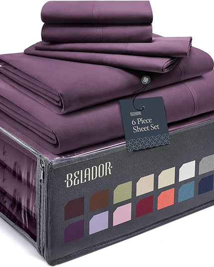 BELADOR Silky Soft King Sheet Set - 6 Piece Bed Sheets for King Size Bed, Secure-Fit Deep Pocket Sheets with Elastic, Breathable Hotel Sheets & Pillowcase Set, Wrinkle Free Oeko-Tex Sheets - LeafyLoom