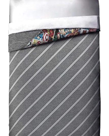 Jay Franco Marvel Comics 80th Anniversary Twin Comforter & Sham Set - Super Soft Kids Reversible Bedding - Fade Resistant Microfiber (Official Marvel Product) - LeafyLoom