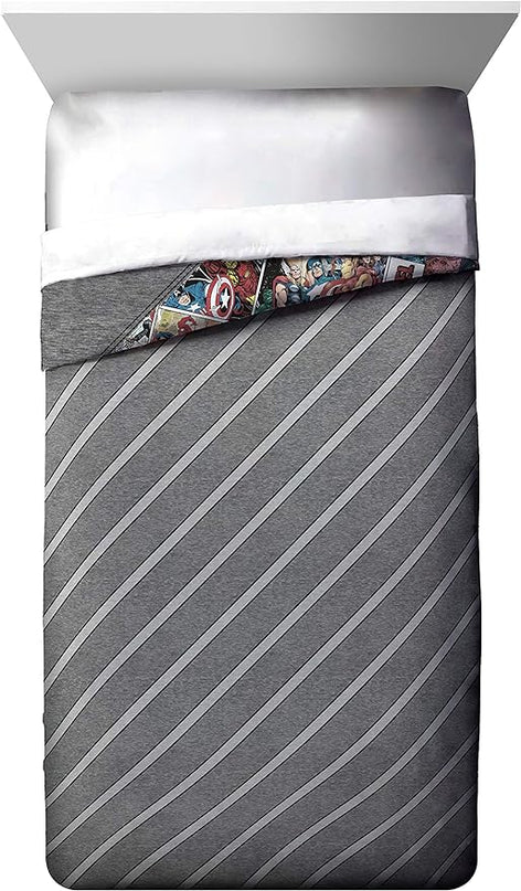 Jay Franco Marvel Comics 80th Anniversary Full/Queen Comforter & Sham Set - Super Soft Kids Reversible Bedding - Fade Resistant Microfiber (Official Marvel Product) - LeafyLoom
