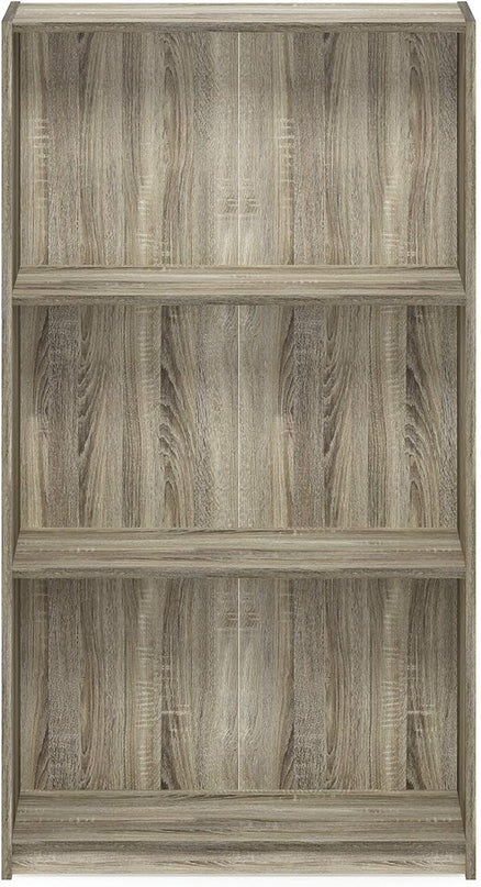 FURINNO Basic 3-Tier Bookcase Storage Shelves, Sonoma Oak - LeafyLoom