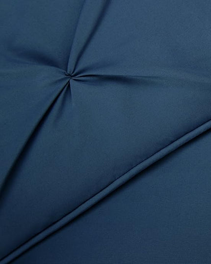 Amazon Basics All-Season Down-Alternative 3 Piece Comforter Bedding Set, King, Navy Blue, Pinch Pleat With Piped Edges - LeafyLoom