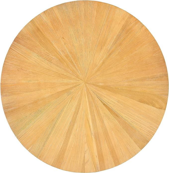 MODERION 33.5" Round Coffee Table with 2-Tier Storage, Farmhouse Living Room Cocktail Table with Black Metal Leg, Solid Wood Industrial Sofa Center Table,Easy Assembly, Natural Wood KFZ1338OA - LeafyLoom
