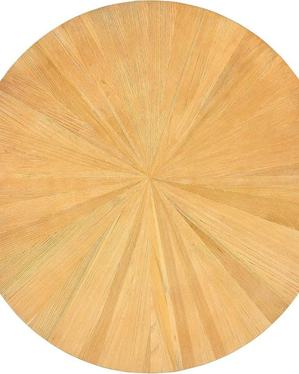 Round Coffee Tables for Living Room, 2 Tier Solid Wood Coffee Table with Storage, Modern Circle Coffee Table with Black Metal Legs, 33.5 x 17.8 inch, Natural Wood Color, KFZ-1338-OA - LeafyLoom
