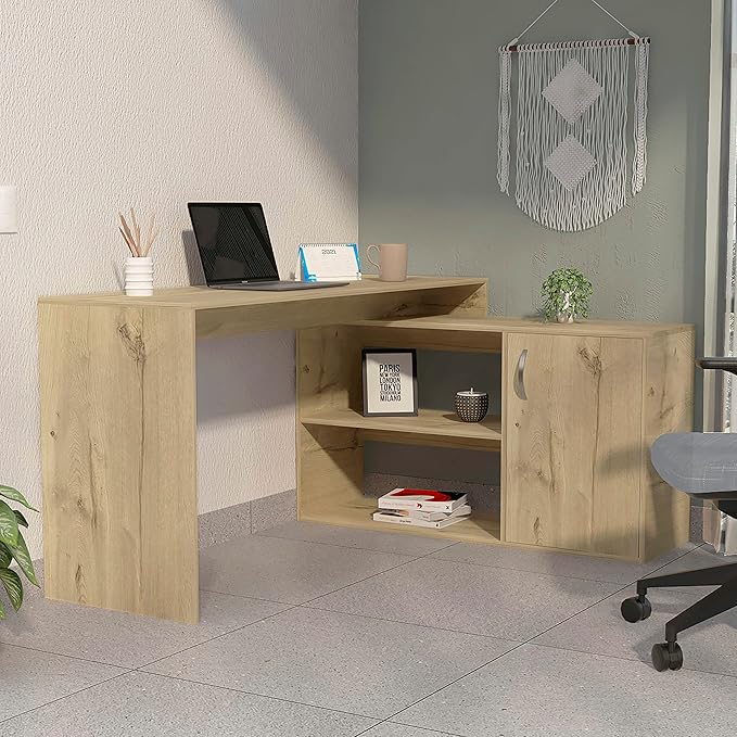 NicBex Kimberly-DW-00044-LWJ Home Office Desks, 45.86"x59.64"x30.11", Light Oak - LeafyLoom