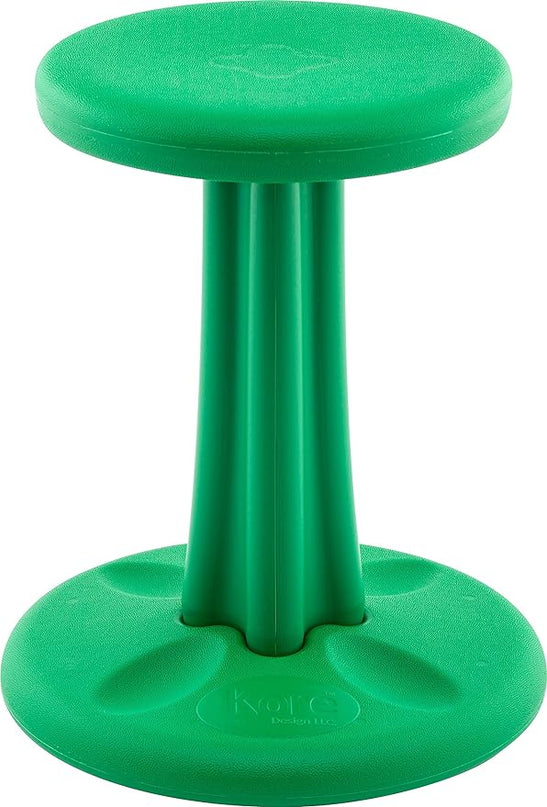 Kore Kids Junior Wobble Chair - Flexible Seating Stool for Classroom, Elementary School, ADD/ADHD - Made in The USA - Junior- Age 8-9, Grade 3-4, Green (16in) - LeafyLoom