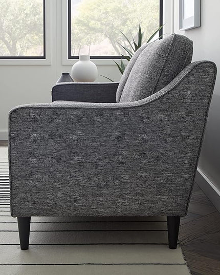 Edenbrook Jensen Upholstered Couch - Couches for Living Room - Charcoal Upholstered Couch - Living Room Furniture - Small Couch - Seats Three - Scoop Arm Modern Couch - LeafyLoom