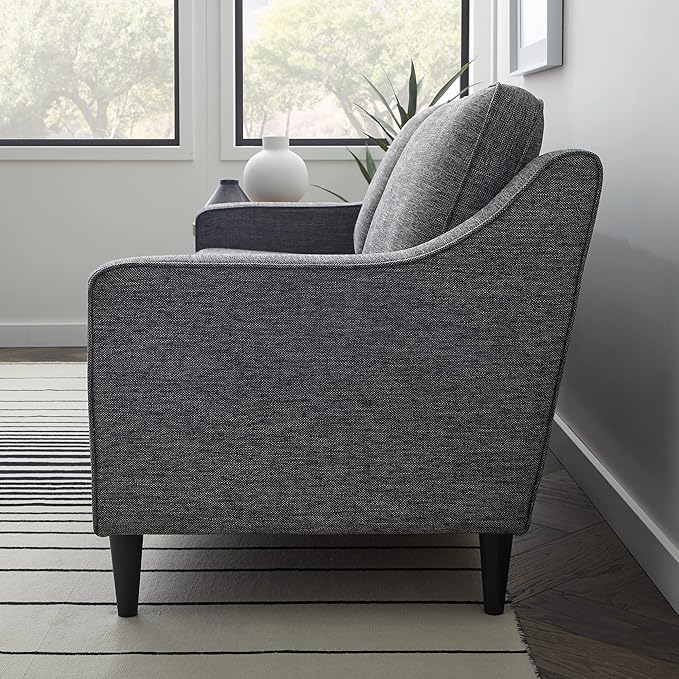 Edenbrook Jensen Upholstered Couch - Couches for Living Room - Charcoal Upholstered Couch - Living Room Furniture - Small Couch - Seats Three - Scoop Arm Modern Couch - LeafyLoom