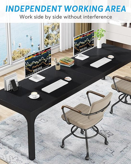 78.7 Inches Extra Long Two Person Office Desk,Double Workstation for Home Office,Black - LeafyLoom