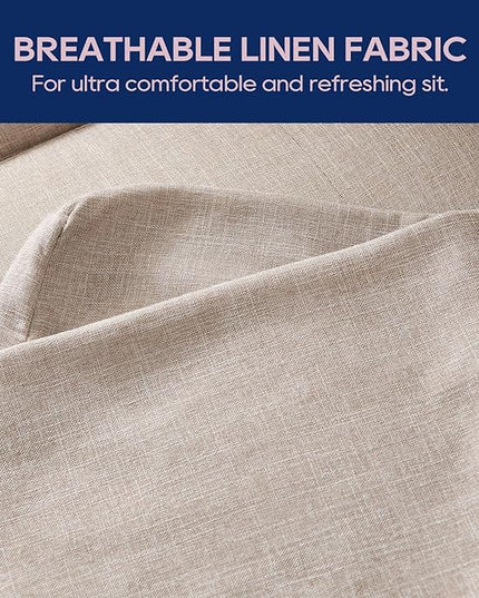 Vonanda Fabric Sofa Couch, Mid-Century 73 Inch 3 Seater Linen Couch with Hand-Stitched Comfort Cushion and Bolster Pillows for Living Room,Elegant Beige - LeafyLoom